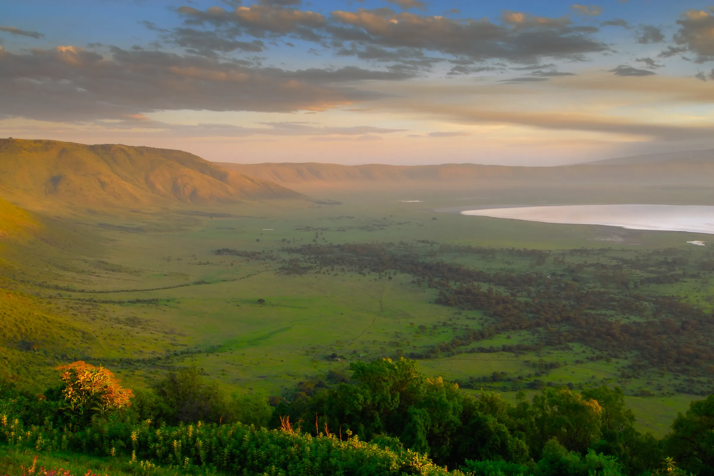 The rim of the Ngorongoro Crater at sunrise